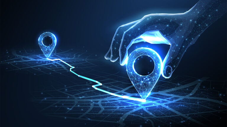 Geolocation technology digital map hands