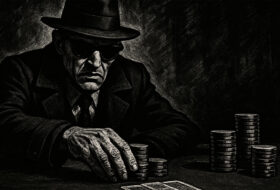 Poker Bluff Shady Character Noir Graphic Novel Style Drawing