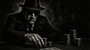 Poker Bluff Shady Character Noir Graphic Novel Style Drawing