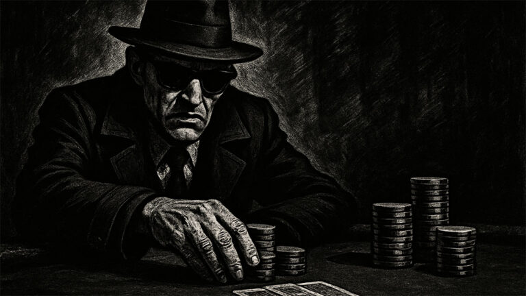Poker Bluff Shady Character Noir Graphic Novel Style Drawing