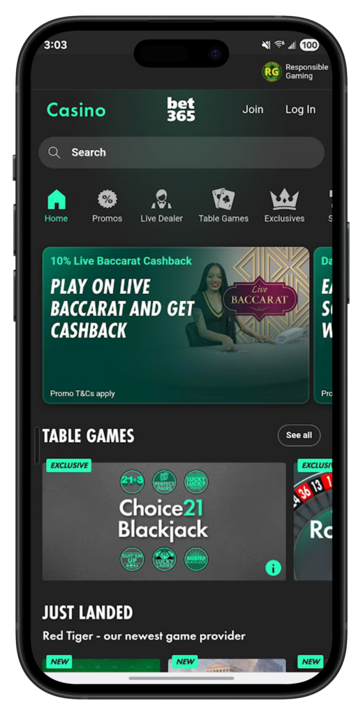 bet365 Casino App Home