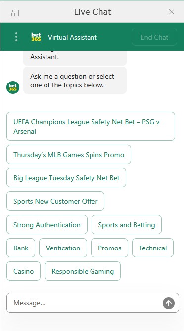 bet365 Casino Live Chat