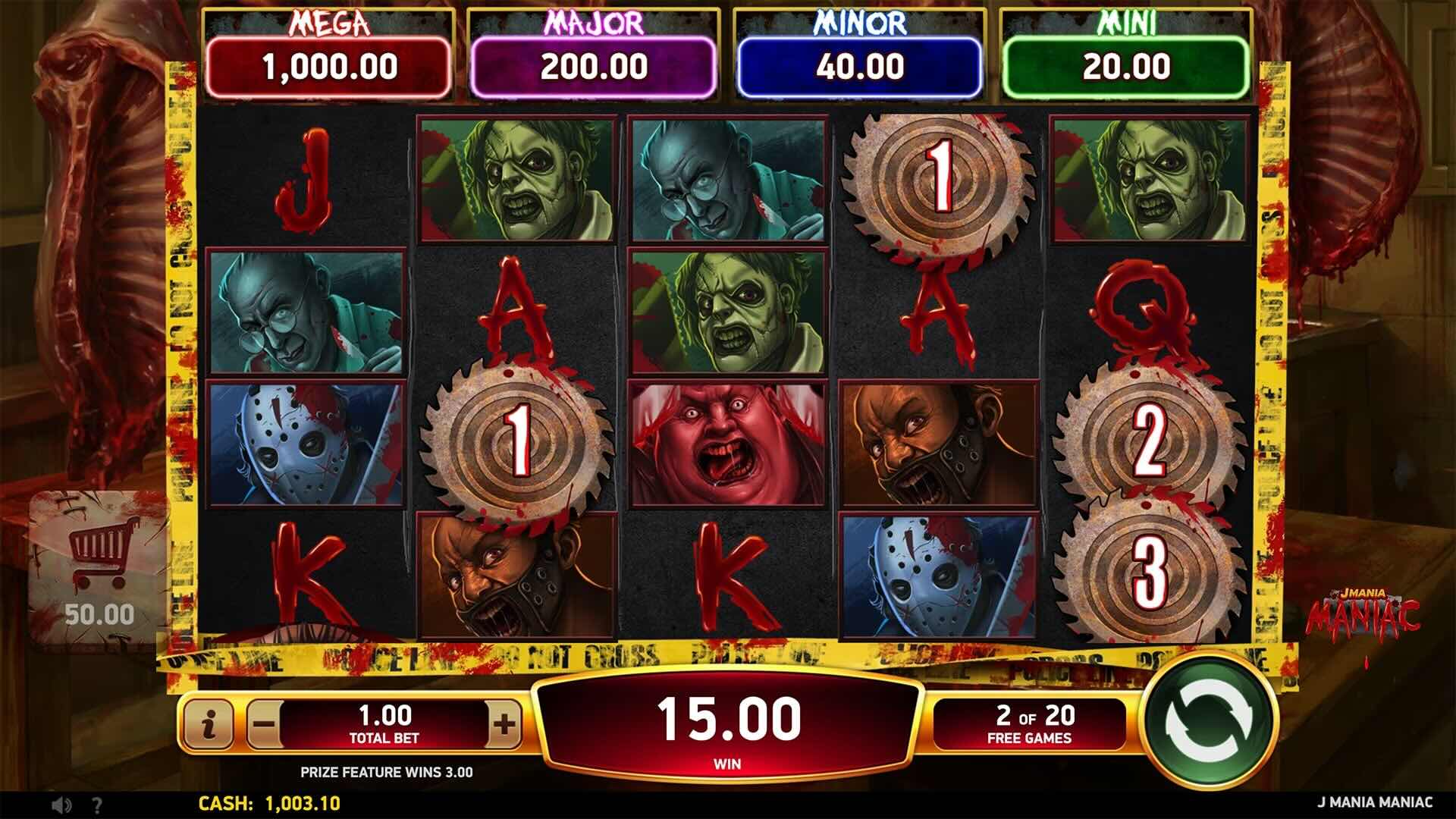 J Mania Maniac Game Screen