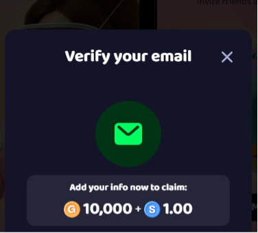 Verify your email at Sweepico - add your info now to claim 10,000 GC and 1 SC