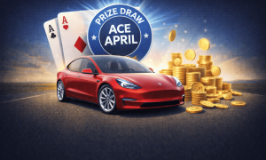 Ace April prize draw giveaway Tesla Model 3 and free sweep coins