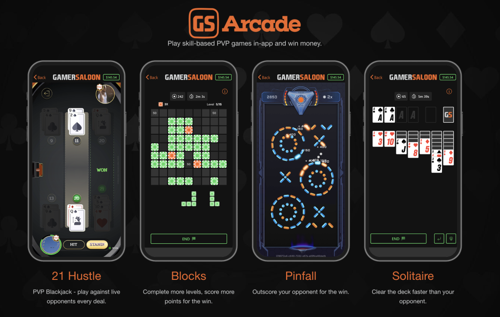GamerSaloon GS Arcade PVP games in-app and win money