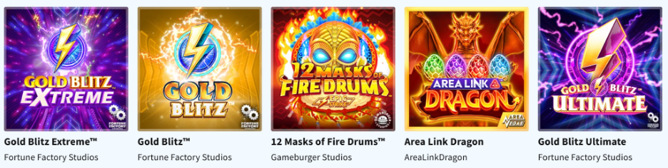 Games Global Legendary Slots - Gold Blitz Extreme, Gold Blitz, 12 Masks of Fire Drums, Area Link Dragon, Gold Blitz Ultimate