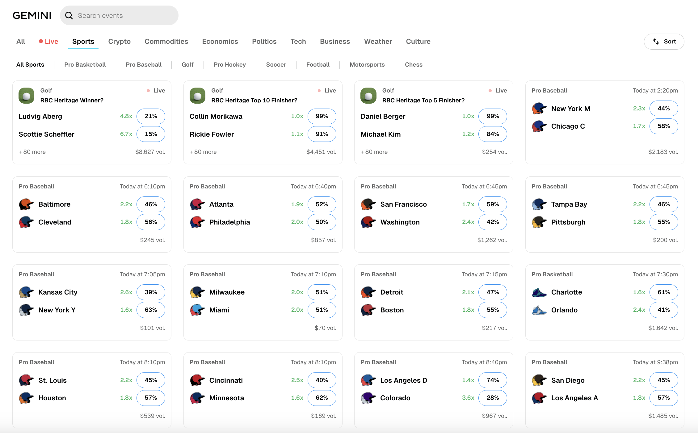 Gemini Sports Prediction Market Category