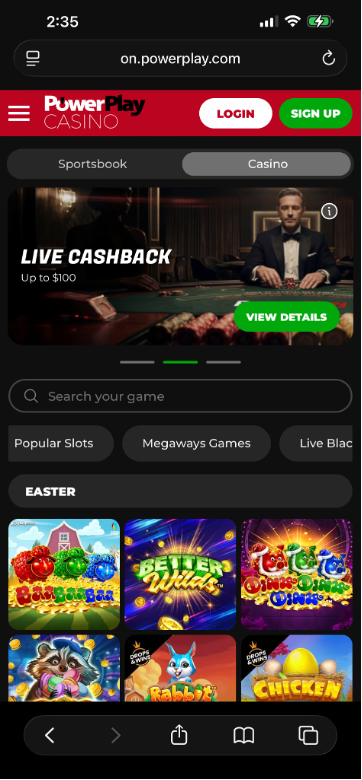 PowerPlay Mobile Website experience