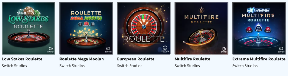 games global table games - Low Stakes Roulette, Roulette Mega Moolah, European Roulette, Multifire Roulette, Extreme Multifire Roulette