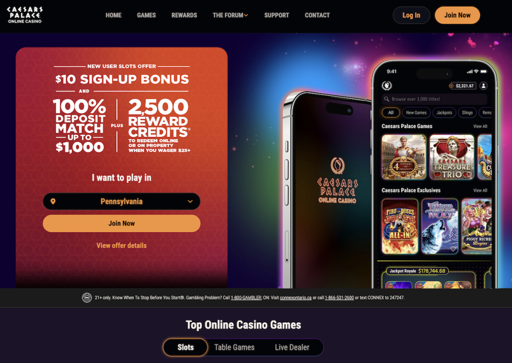 Caesars Palace PA Casino Bonus