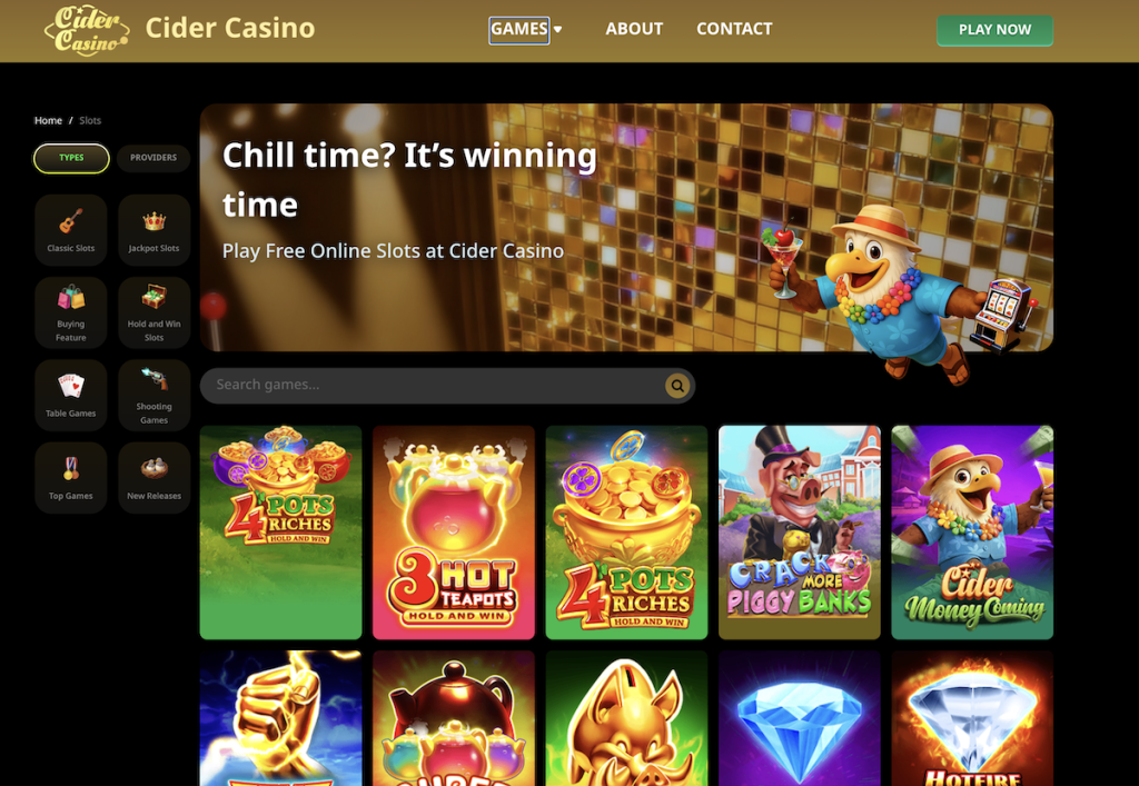 Cider Casino Homepage