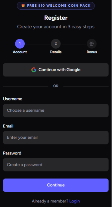 CoinsBack Sign-up Process