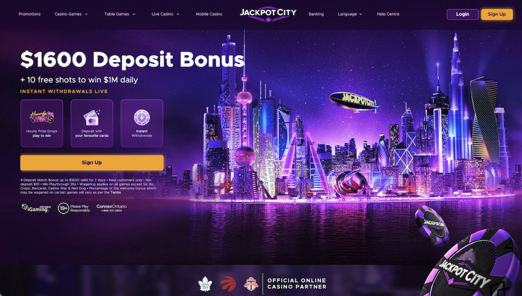 Jackpot City Canada Homepage Screenshot