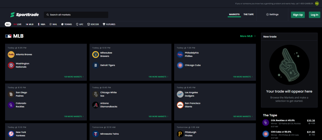 Sporttrade Markets Homepage
