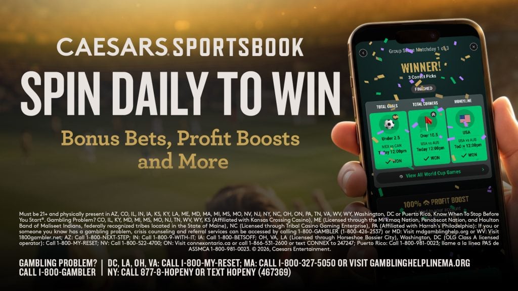Caesars Sportsbook Spin Daily to Win Bonus Bets, Profit Boosts and more