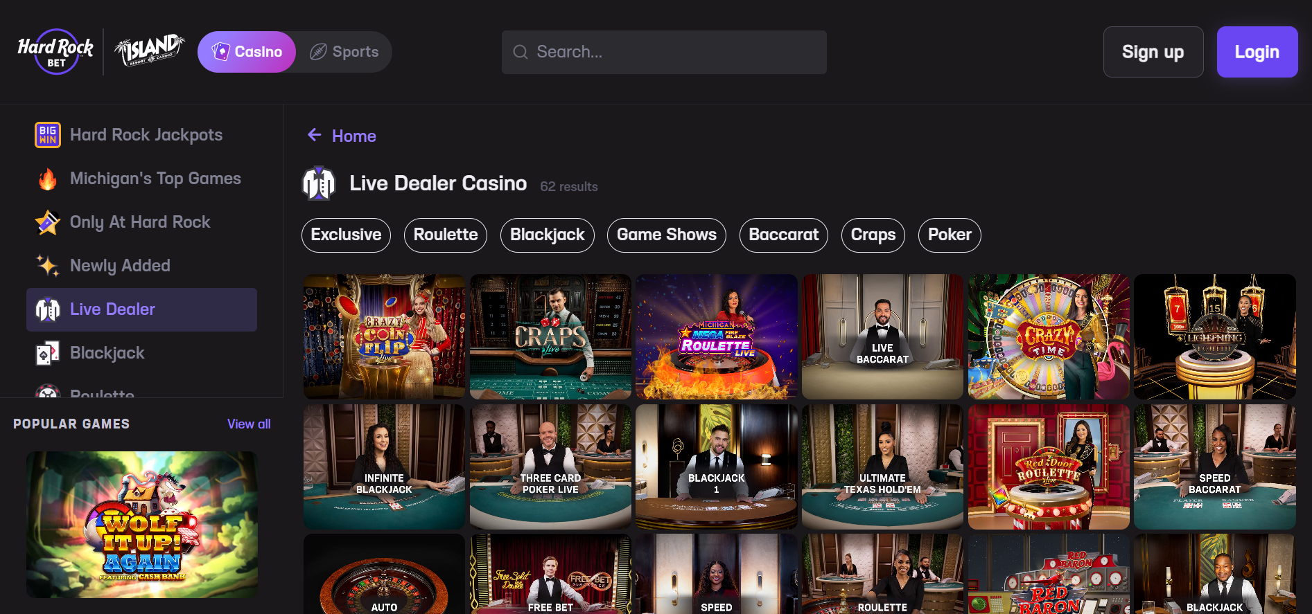 Hard Rock Bet Live Dealer Games