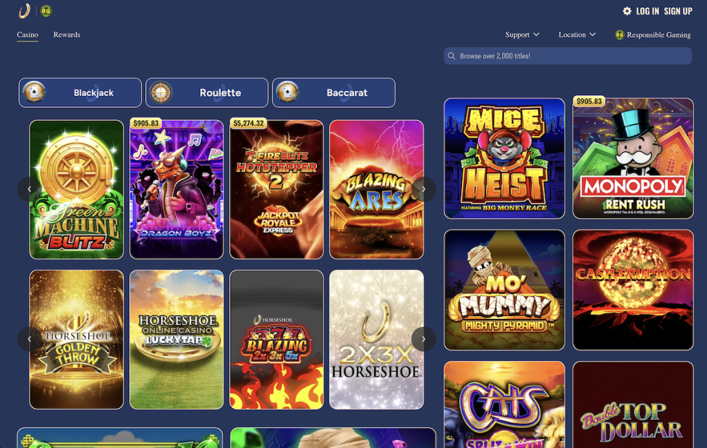 Horseshoe Online Casino Desktop Screenshot