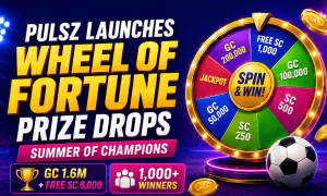 Pulsz launches Wheel of Fortune prize drops - Summer of Champions. Spin and Win wheel. GC 1.6M + Free SC 8000 - 1000+ winners