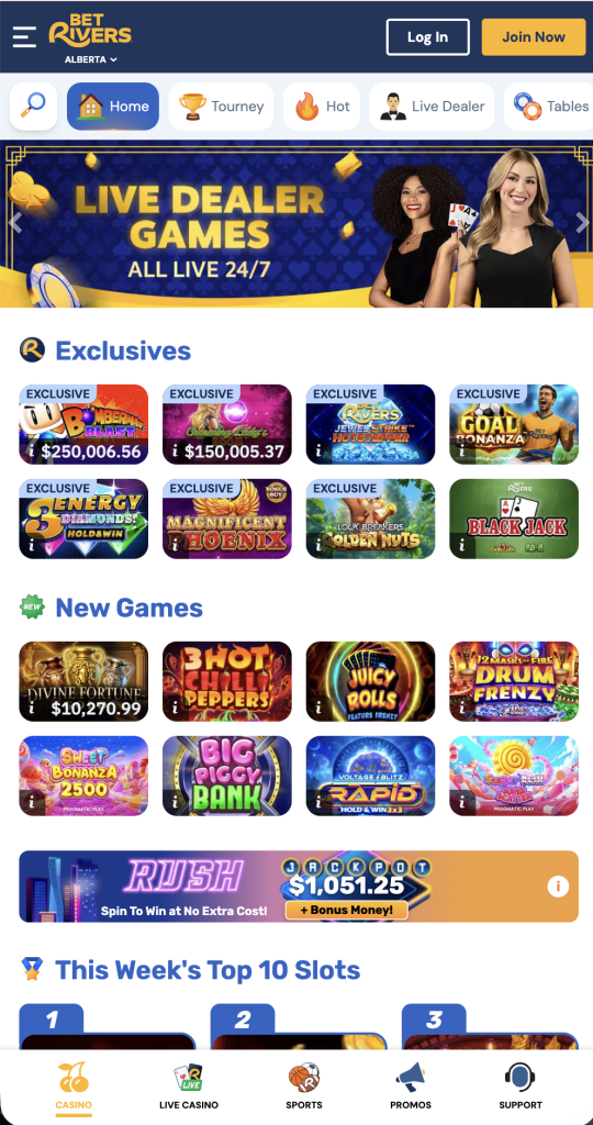BetRivers Casino Alberta App Screenshot