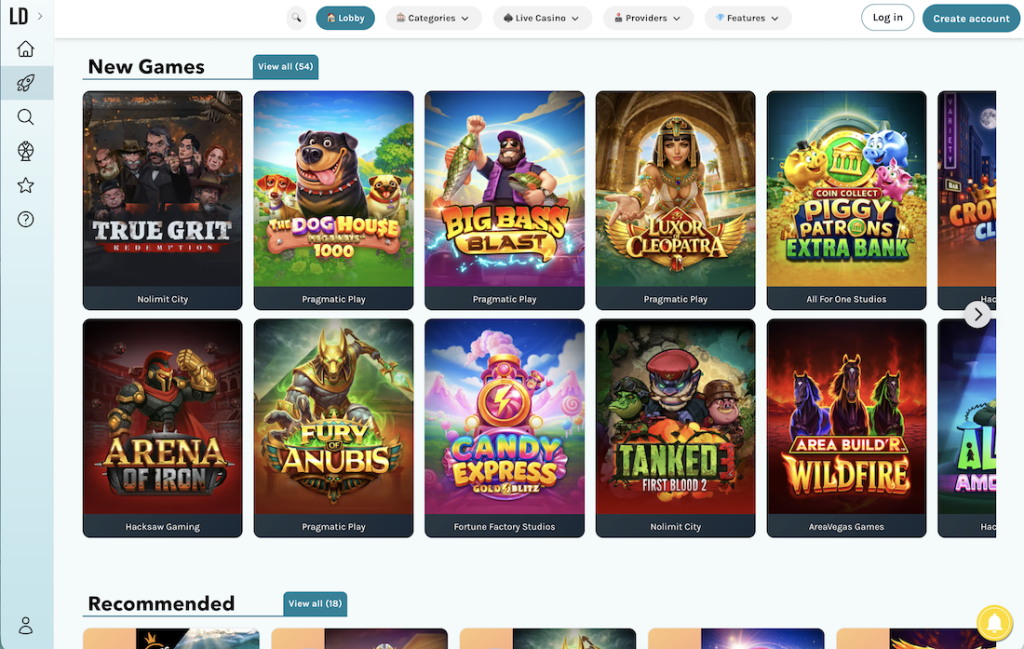 LuckyDays Casino Homepage New Games