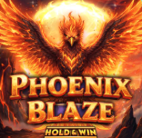 fiery phoenix with "Phoenix Blaze hold & win" text in the forefront and a burning sun the backdrop