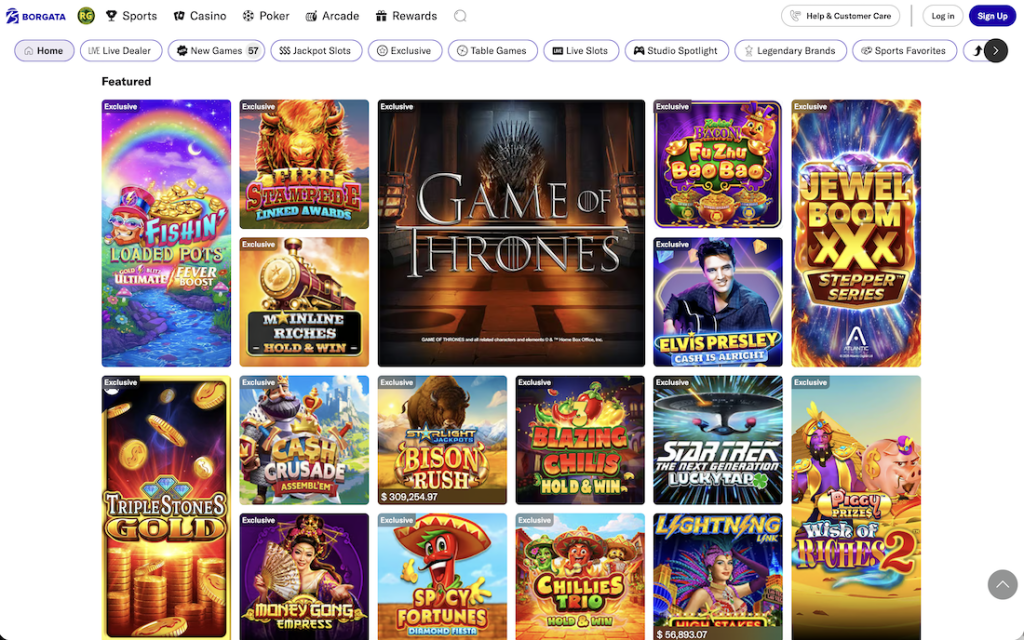 Borgata Online Casino Slots Homepage