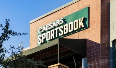 Caesars Sportsbook sign on a building