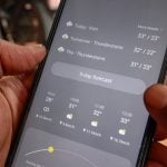 Checking weather on Android smartphone