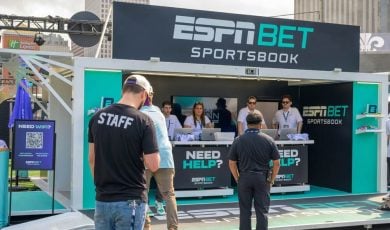 ESPNBET Sportsbook booth in downtown New Orleans
