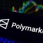 Polymarket Logo on Screen on Computer CPU Stock Chart Trends