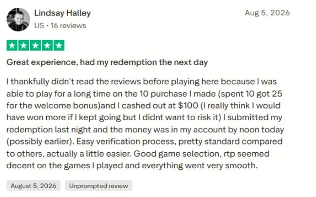 Wisespin Casino Trustpilot Review (Positive No. 2)