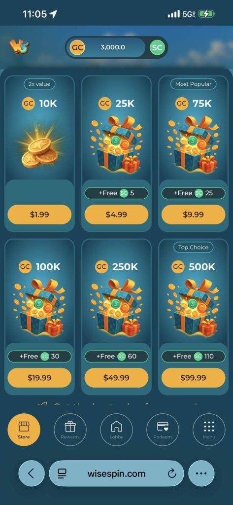 Wisespin Gold Coin Packages