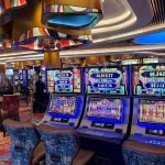 interior of the casino room of the hotel guitar hard rock in miami florida