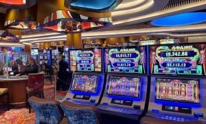 interior of the casino room of the hotel guitar hard rock in miami florida
