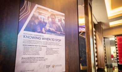 A public service announcement poster in Las Vegas, promoting responsible gambling