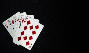 A royal flush ten, jack, queen, king and ace of diamonds