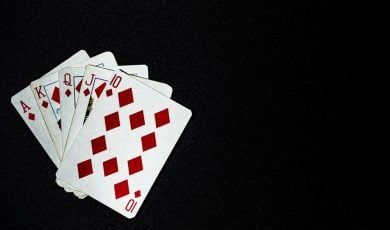 A royal flush ten, jack, queen, king and ace of diamonds