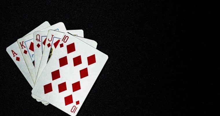 A royal flush ten, jack, queen, king and ace of diamonds
