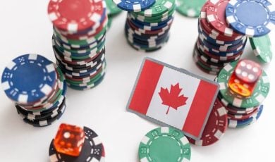 Casino chips with flag of Canada