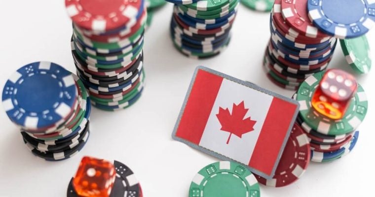 Casino chips with flag of Canada
