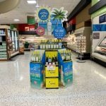 Cupcake vineyards displaying and promoting summer of joy sauvignon blanc wine with a sweepstakes in Publix supermarket