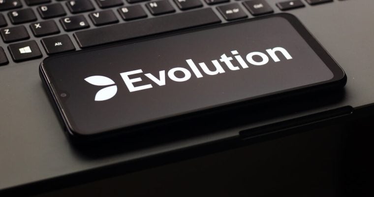 Evolution Gaming Group logo displayed on a smartphone screen