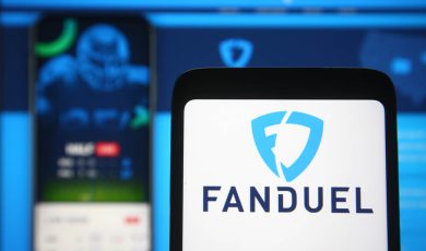 FanDuel logo of a sports betting company is seen on a mobile phone