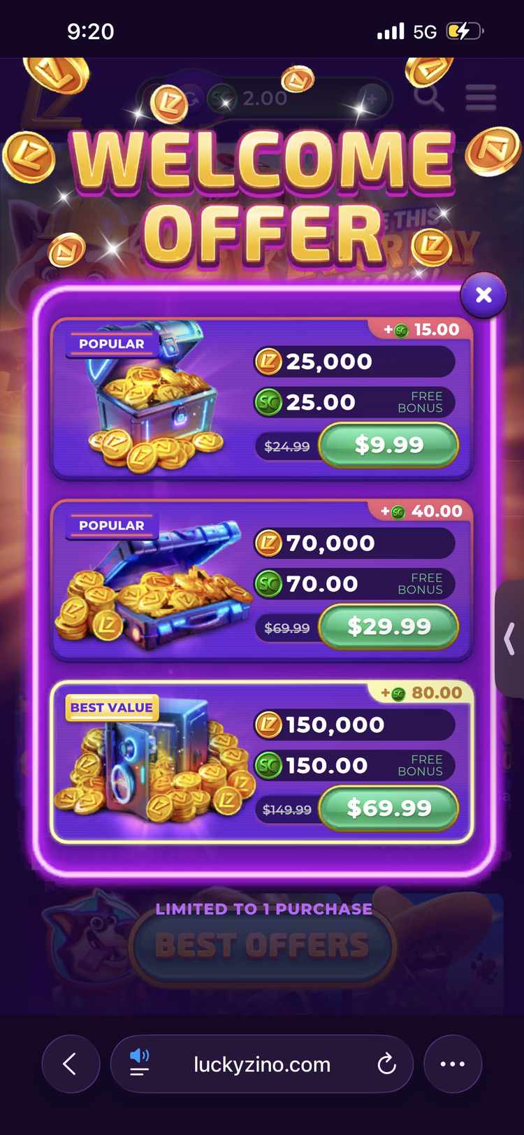LuckyZino First-Purchase Welcome Bonus (1)