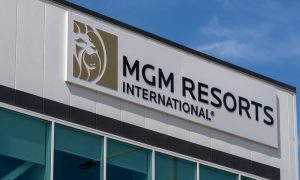 MGM Resorts International sign on the building at the headquarters in Las Vegas, NV