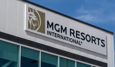 MGM Resorts International sign on the building at the headquarters in Las Vegas, NV