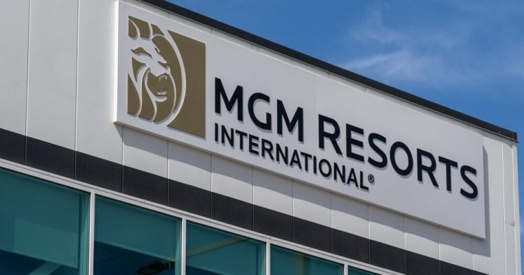 MGM Resorts International sign on the building at the headquarters in Las Vegas, NV