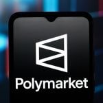 Polymarket logo displayed on a smartphone screen