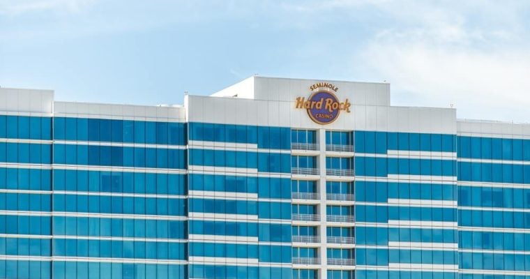 Seminole Hard Rock Cafe hotel and casino resort sign in Tampa
